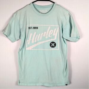 Hurley Classic Fit T-Shirt Men’s Small Mint Green Logo Graphic Short Sleeve Tee